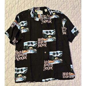 Vintage Thumbs Up Batik Shirt Hawaiian Men Size XL Tropical Vacation Resort Wear